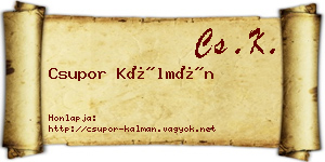 Csupor Kálmán névjegykártya